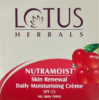 Lotus Herbals Nutramoist Skin Renewal Daily Moisturizing Cream (50g) | SPF 25 | Hydrates & Nourishes All Skin Types | Provides Sun Protection & Skin Renewal