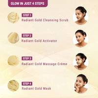 Lotus Herbals Radiant Gold 4-in-1 Facial Kit | 24K Gold Glow & Radiance | Revitalizes dull skin | 4 Easy Steps | leaving skin soft and supple