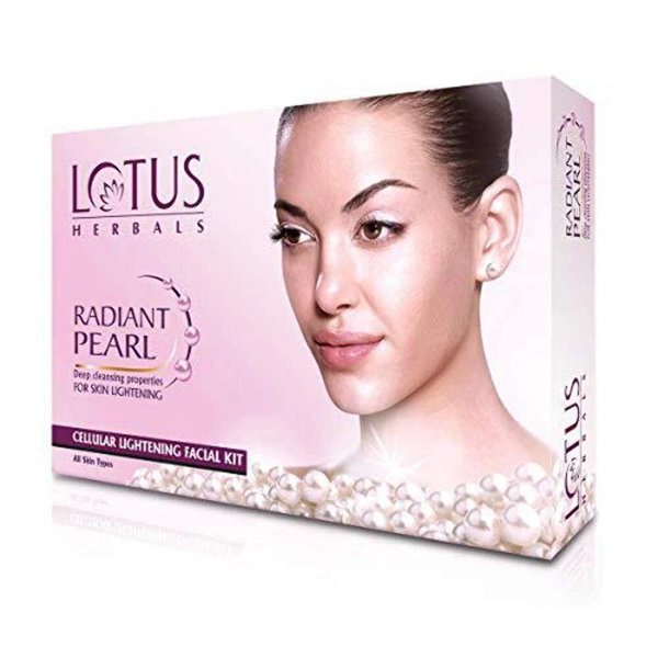 Lotus Herbals Radiant Pearl Cellular Lightening Facial Kit, 37g | For Deep Cleaning | Brighten & Lighten Your Skin Naturally | brightening and lightening | Suitable for All Skin Types