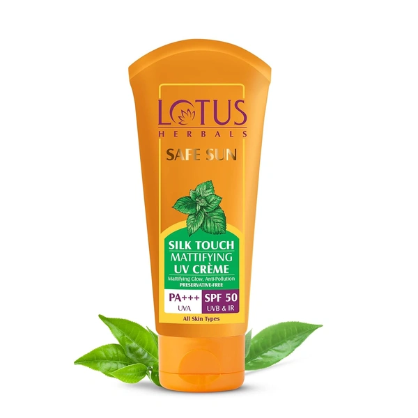 Lotus Herbals Safe Sun Silk Touch Mattifying Uv Cream PA+++, SPF 50, UVA & UVB 75 gm