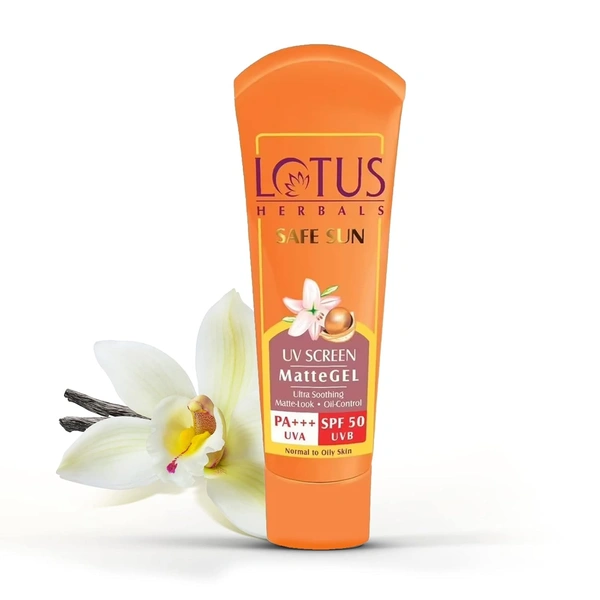Lotus Herbals Safe Sun UV Screen Matte Gel Pa+++, SPF 50, UVA & UVB, 100 gm