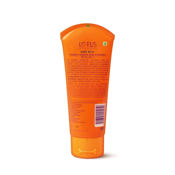 Lotus Herbals Safe Sun Vitamin C Matte Gel Daily Sunscreen PA +++, SPF 50,UVA & UVB, 100 gm
