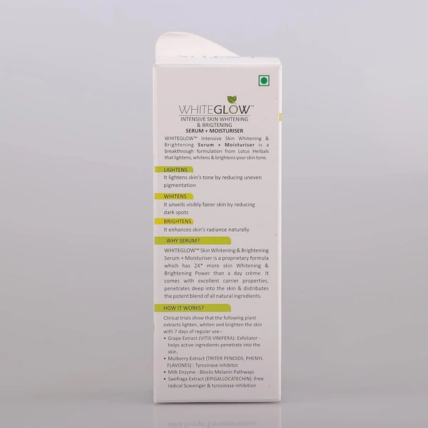 Lotus Herbals White Glow Intensive Skin Whitening & Brightening Serum + Moisturiser, 30ml