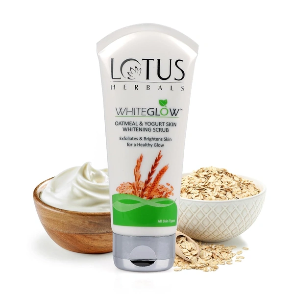 Lotus Herbals White Glow Oatmeal & Yogurt Skin Whitening Scrub, 100g