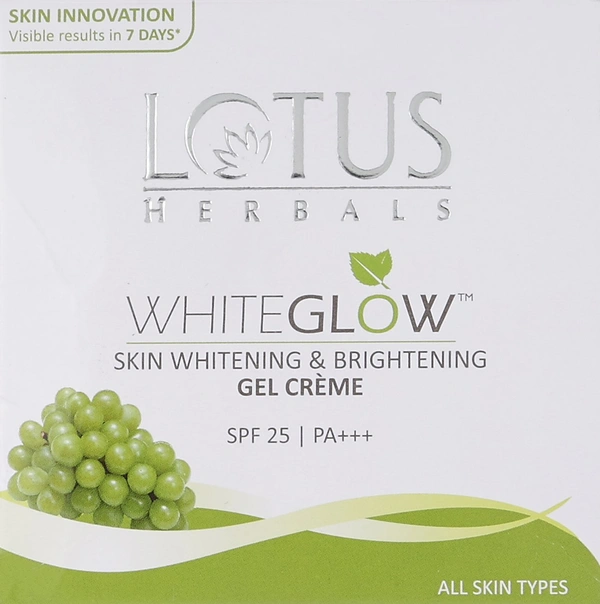 Lotus Herbals White Glow Skin Brightening & Whitening Gel Creme SPF 25 PA+++, 60 gm