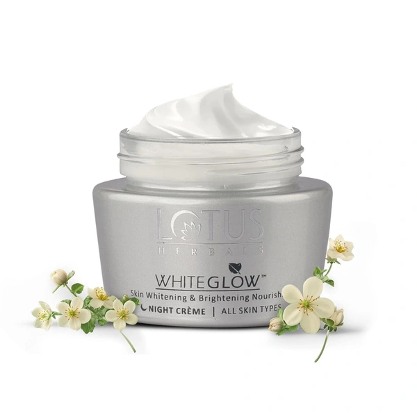 Lotus Herbals White Glow Skin Night Cream 60g | Whitening & Brightening Nourishing | Deep Hydration, Even Skin Tone & Radiant Glow While You Sleep