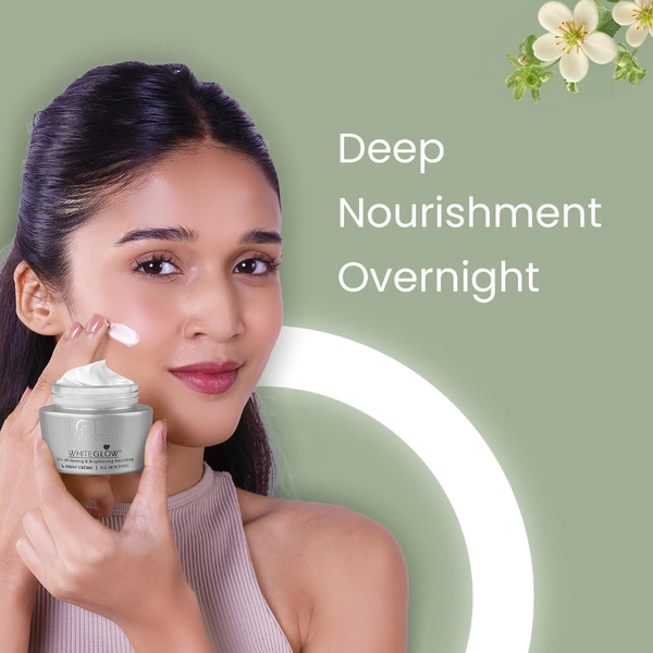 Lotus Herbals White Glow Skin Night Cream 60g | Whitening & Brightening Nourishing | Deep Hydration, Even Skin Tone & Radiant Glow While You Sleep
