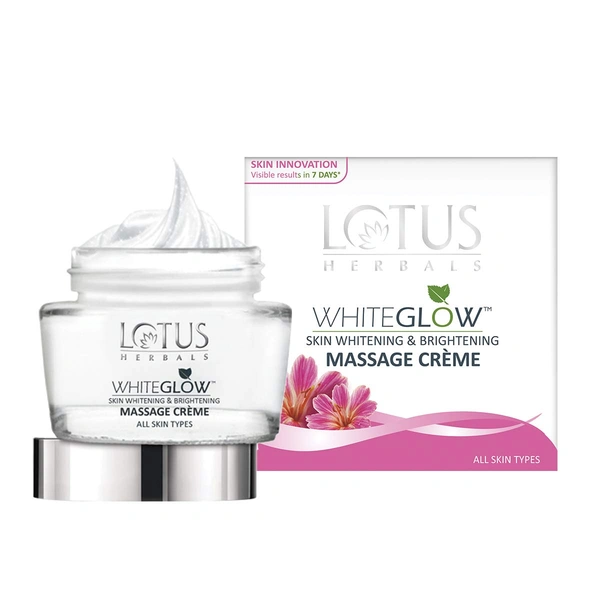 Lotus Herbals White Glow Skin Whitening & Brightening Massage Creme, 60 gm
