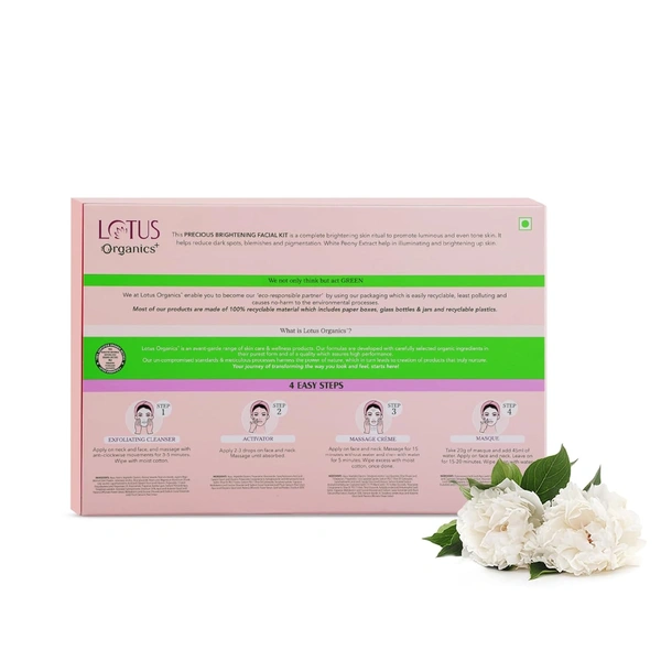 Lotus Organics+ Diamond Radiance Facial Kit 54 x 4 | With Plant Ceramide & Diamond Dust | Deep Hydration, Wrinkle & Fine Line Care | Tightens Saggy Skin | 54g | All Skin Types
