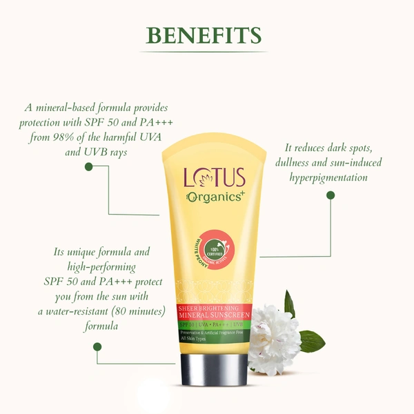 Lotus Organics+ Ultra Matte Tinted Face Sunscreen Cream 100g with SPF 40 PA+++ | 100% Certified Organic | Matte Finish | Mineral-Based & Chemical-Free | Water & Sweat Resistant