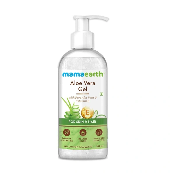 Mama Earth Mama earth Aloe Vera Gel 300ml | 100% Pure & Natural Aloe Vera Gel with Vitamin E for Skin | Hair & Sunburn Relief | Hydrates, Soothes & Nourishes