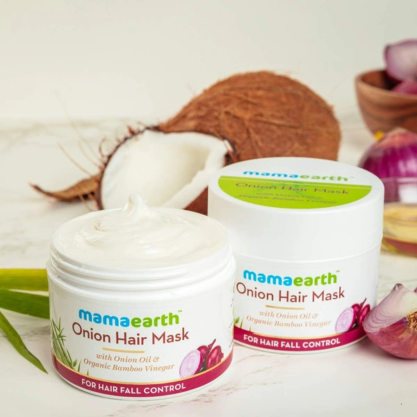 Mama Earth Mama earth Onion Hair Mask 200g | Enriched with Onion Oil & Organic Bamboo Vinegar | Strengthens Hair, Controls Hair Fall & Promotes Healthy Hair Growth