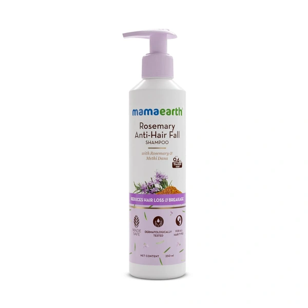 Derma Co Mamaearth Anti-Hair Fall Shampoo 250ml | with Rosemary & Methi Dana for Reducing Hair Loss & Breakage | Up to 94% Stronger Hair | Up to 93% Less Hair Fall | Up to 92% Shinier Hair | Thicker Hair | For All Hair Types