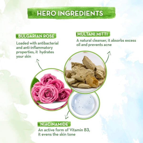 Derma Co Mamaearth Multani Mitti Face Wash 100ml | with Multani Mitti & Bulgarian Rose For Oil Control & Acne | Deeply Cleanses | Brightens & Hydrates Skin | Paraben-Free | Removes Dirt & Impurities | For All Skin Types