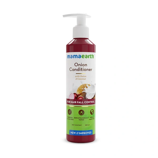 Mamaearth Onion Conditioner 250ml | with Coconut Oil | Paraben & SLS Free | Leaving Hair Soft & Manageable | Anti-Frizz Hair | Chemical-Free | Hydrating Conditioner | Reduces Hair Fall | for All Hair Types