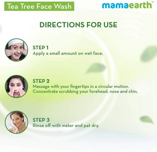 Mamaearth Tea Tree Face Wash with Neem-100ml | for Acne & Pimples | Paraben & SLS Free | Oil Control Face | Deep Cleansing | Hydrating | Non-Drying | Blemish-Free Skin | Smooth & Soft | for All Skin Types