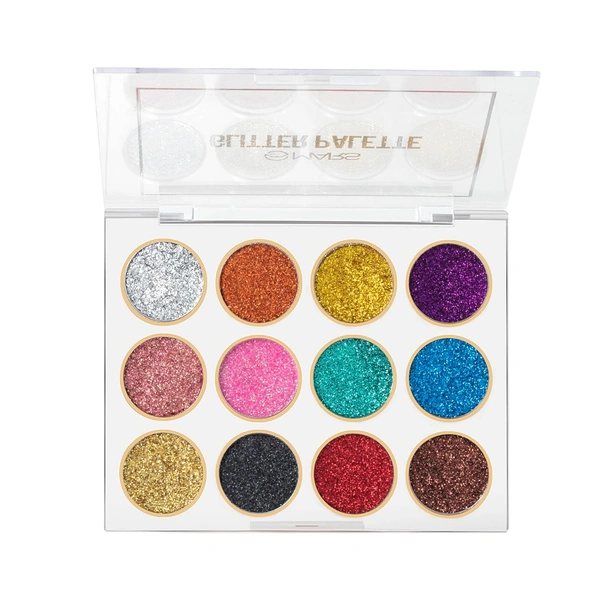 Mars 12 Shade Ultra Pigmented Glitter Eyeshadow Palette 01 Multicolor , 12g | Long-Wearing | Easily Blendable | High Shine Shimmery | Multicolor Eye Makeup
