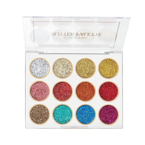 Mars 12 Shade Ultra Pigmented Glitter Eyeshadow Palette 02 Multicolor , 12g | Long-Wearing | Easily Blendable | High Shine Shimmery | Multicolor Eye Makeup