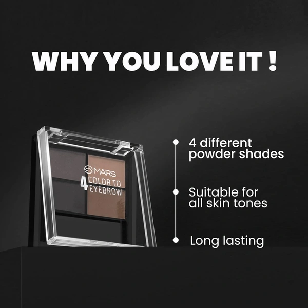 Mars Eyebrow Powder Cake 4-in-1 with Angled Brush & Spoolie (8g)| Long-Lasting | Waterproof Formula