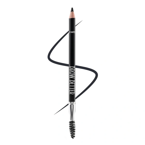 Mars Brow Better Eyebrow Pencil with Spoolie (Black - 1.4g)| Smudge-Proof | Long-Lasting | Rich Pigmentation for Natural Brows