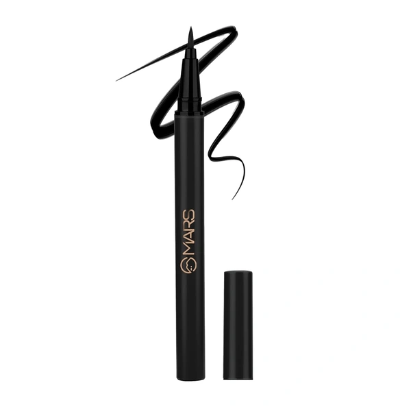 Mars City Stroke Charming Eyes Liquid Eyeliner (1ml) - 04 Black| Long-Lasting, Smudge-Proof | Felt Tip for Precision | Quick-Drying Formula