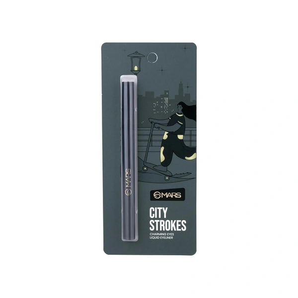Mars City Stroke Charming Eyes Liquid Eyeliner (1ml) - 04 Black| Long-Lasting, Smudge-Proof | Felt Tip for Precision | Quick-Drying Formula