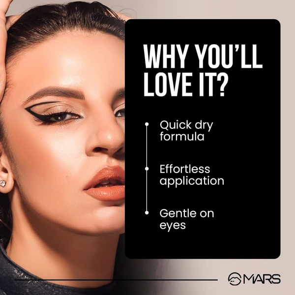 Mars City Stroke Charming Eyes Liquid Eyeliner (1ml) - 01 White| Long-Lasting, Smudge-Proof | Felt Tip for Precision | Quick-Drying Formula