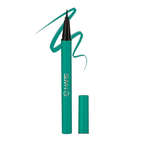Mars City Stroke Charming Eyes Liquid Eyeliner (1ml) - 02 Green| Long-Lasting, Smudge-Proof | Felt Tip for Precision | Quick-Drying Formula