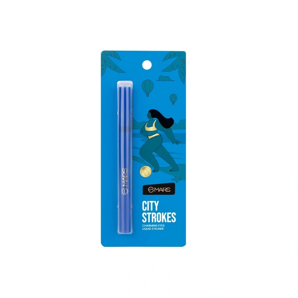 Mars City Stroke Charming Eyes Liquid Eyeliner (1ml) - 03 Blue| Long-Lasting, Smudge-Proof | Felt Tip for Precision | Quick-Drying Formula