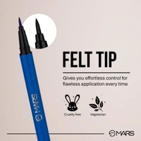 Mars City Stroke Charming Eyes Liquid Eyeliner (1ml) - 03 Blue| Long-Lasting, Smudge-Proof | Felt Tip for Precision | Quick-Drying Formula