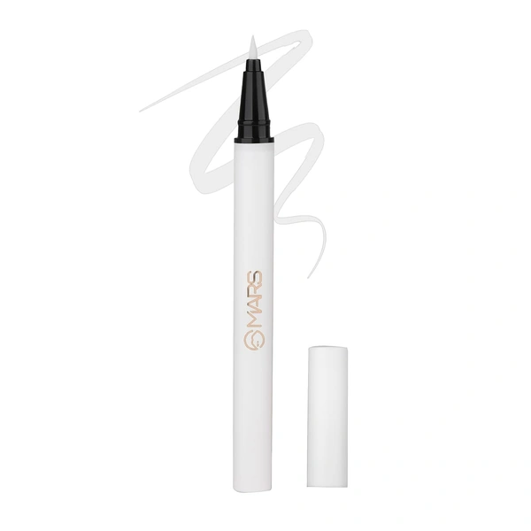 Mars City Stroke Charming Eyes Liquid Eyeliner (1ml) - 01 White| Long-Lasting, Smudge-Proof | Felt Tip for Precision | Quick-Drying Formula