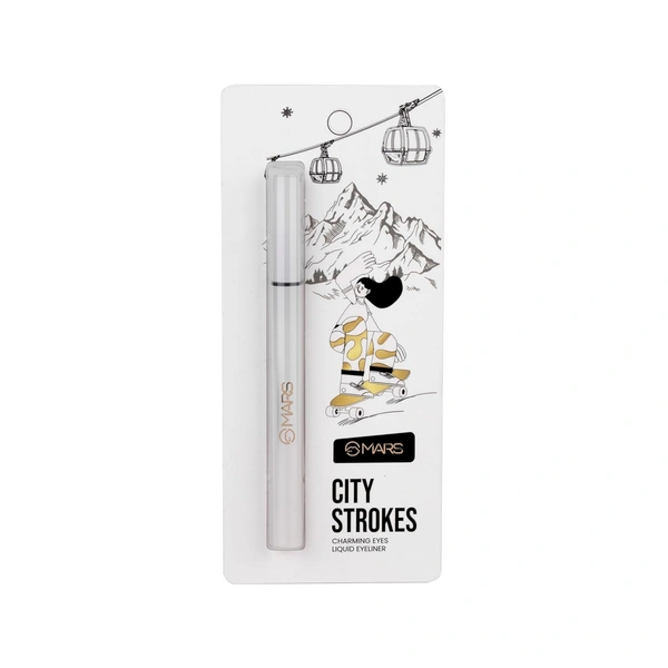 Mars City Stroke Charming Eyes Liquid Eyeliner (1ml) - 01 White| Long-Lasting, Smudge-Proof | Felt Tip for Precision | Quick-Drying Formula