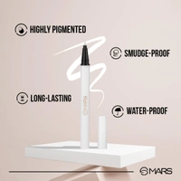 Mars City Stroke Charming Eyes Liquid Eyeliner (1ml) - 01 White| Long-Lasting, Smudge-Proof | Felt Tip for Precision | Quick-Drying Formula