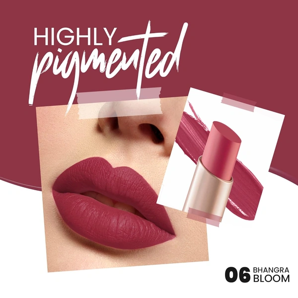 Mars MARS Creamy Matte Long-Lasting Lipstick for Women 3.2g (Shade 06-Bhangra Bloom)| Smooth & Lightweight | Single Swipe Application