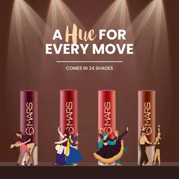 Mars MARS Creamy Matte Long-Lasting Lipstick for Women 3.2g (Shade 12-Khoobsurat Kuchipudi)| Smooth & Lightweight | Single Swipe Application