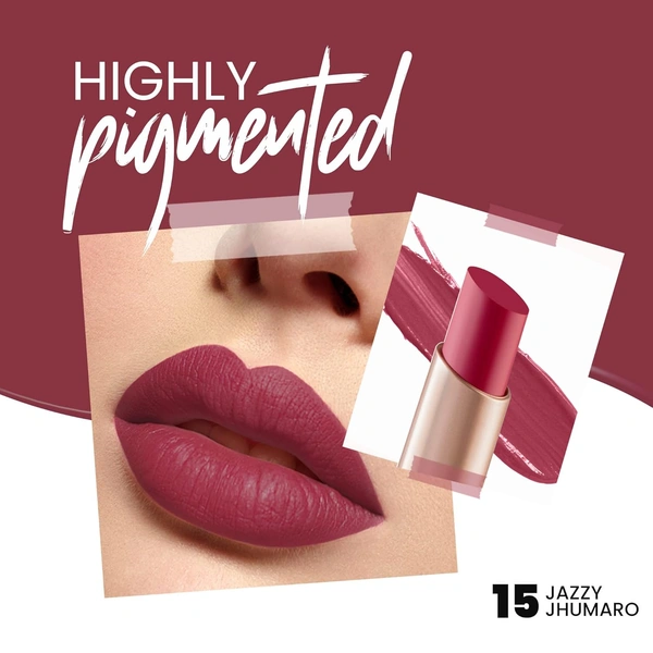 Mars MARS Creamy Matte Long-Lasting Lipstick for Women 3.2g (Shade 15-Jazzy Jhumar)| Smooth & Lightweight | Single Swipe Application