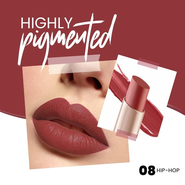 Mars MARS Creamy Matte Long-Lasting Lipstick for Women 3.2g (Shade 08-Hip-Hop)| Smooth & Lightweight | Single Swipe Application