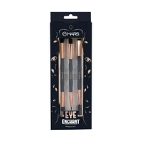 Mars Eye Enchanted Dual-Ended Brush 3 Set |Eye Makeup Essentials | Eyebrow | Blending | Crease Brushes with Soft Bristles | Travel-Friendly Design