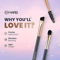 Mars Eye Enchanted Dual-Ended Brush 3 Set |Eye Makeup Essentials | Eyebrow | Blending | Crease Brushes with Soft Bristles | Travel-Friendly Design
