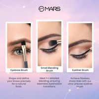 Mars Eye Enchanted Dual-Ended Brush 3 Set |Eye Makeup Essentials | Eyebrow | Blending | Crease Brushes with Soft Bristles | Travel-Friendly Design