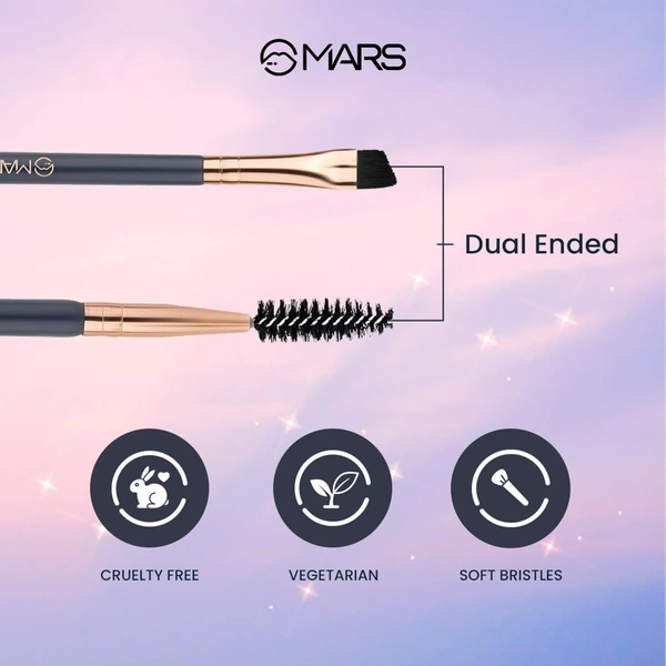 Mars Eye Enchanted Dual-Ended Brush 3 Set |Eye Makeup Essentials | Eyebrow | Blending | Crease Brushes with Soft Bristles | Travel-Friendly Design