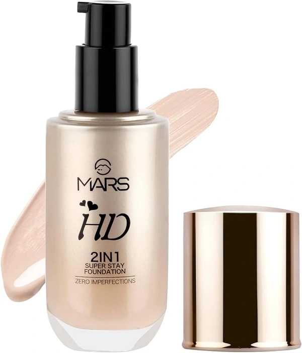 Mars HD 2-in-1 Super Stay Liquid Matte Foundation 101- F07 Ivory (60ml) | All Skin Types | Lightweight & Waterproof