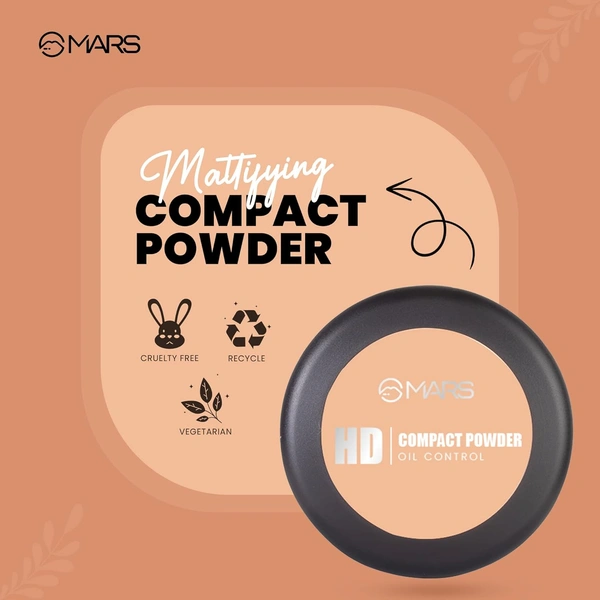 Mars HD Mattifying Compact Powder 01 Icing (8g) | Long-Lasting | Lightweight Formula | Oil Control |Flawless Matte Finish