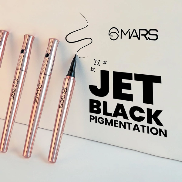 Mars Long-Lasting Liquid Ink Eyeliner - 1ml | Waterproof | Smudge-Proof | Matte Black Finish