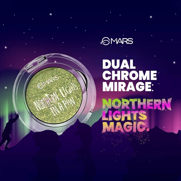 Mars Northern Lights in a Pan Eyeshadow 04 Canadian Gleam (0.5g)| Dual-Tone Shimmer | High Pigmentation | Easy to Blend