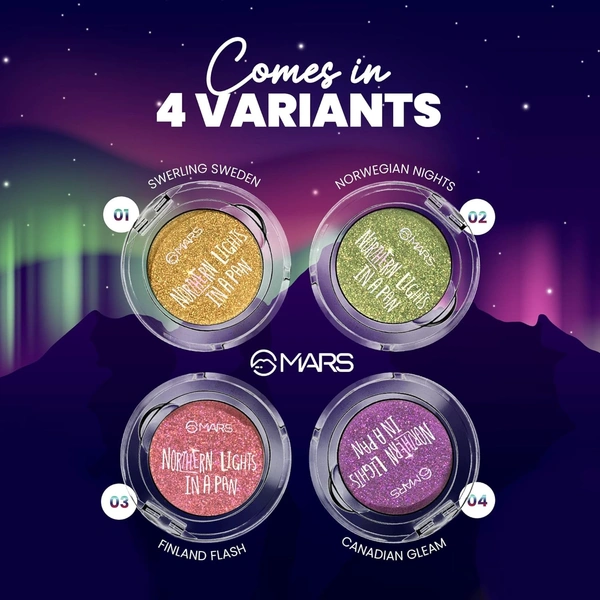 Mars Northern Lights in a Pan Eyeshadow 04 Canadian Gleam (0.5g)| Dual-Tone Shimmer | High Pigmentation | Easy to Blend