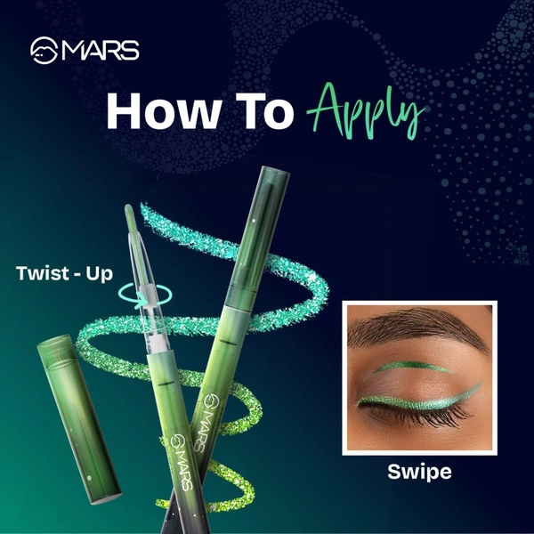 Mars MARS Northern Lights In A Pencil Retractable Eyeliner (02-ALASKAN AZURE) 0.35gm | Waterproof & Smudge-Resistant | Long-Lasting & Duo-Chrome Eye Pencil