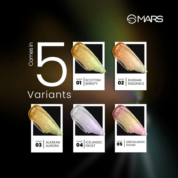 Mars Northern Lights Liquid Eyeshadow 02 Russian Radiance, 1.8ml | Dual-Tone Chrome Effect | Liquid Shimmer | One-Swipe Pigmentation | Smudge-Proof & Lightweight Formula