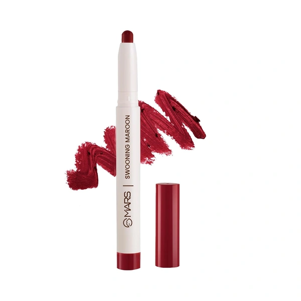 Mars Poppins Long-Lasting Lip Crayon 17-SWOONING MAROON (1.3g) | Matte Finish | Smudge-Proof & Kiss-Proof Lipstick for Women