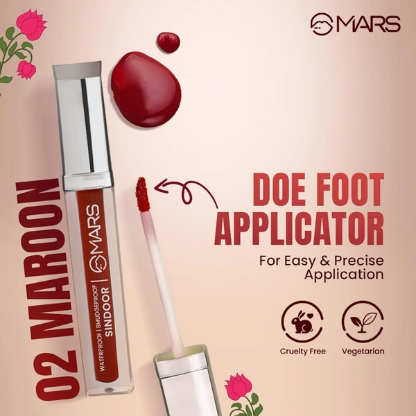 Mars Riwaj Liquid Maroon Sindoor 7ml | Smudge-Proof | Long-Lasting | Quick Drying | Water-Resistant | Irritation-Free with Rich Pigmentation